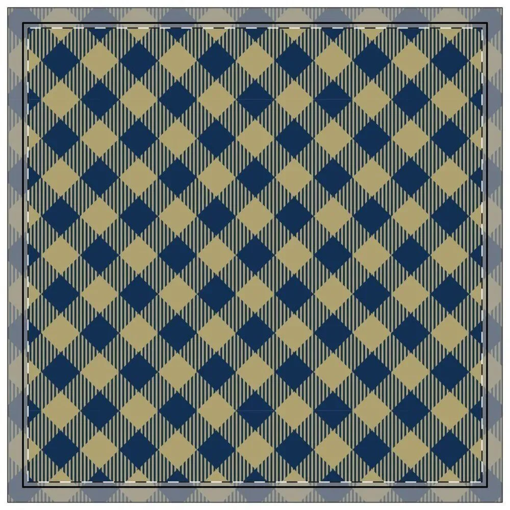 NWT Porter Anna- Navy & Gold  Cotton Napkin 8-set, Gingham